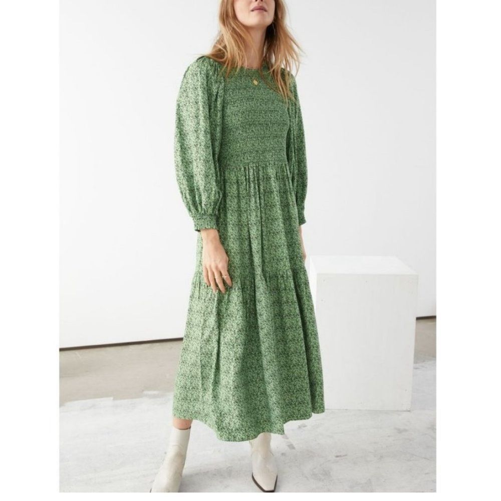 & Other Stories Green Floral Maxi Dress